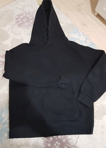 Siyah Kapüşonlu erkek Sweatshirt - Görsel 2