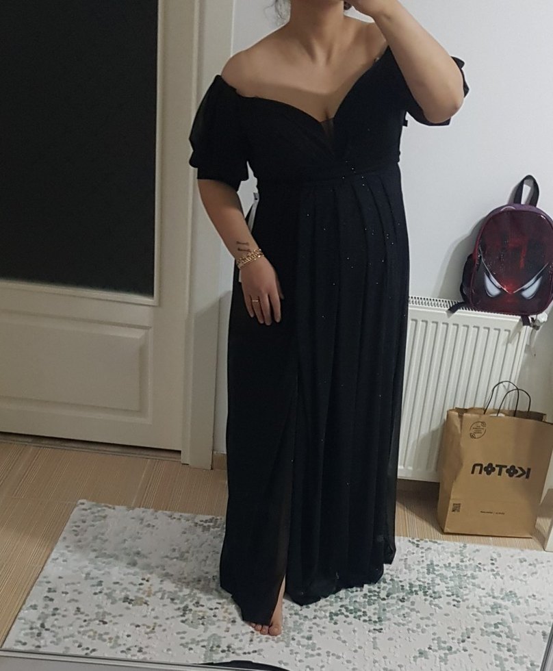 büyük beden abiye siyah sifir etiketli - Görsel 2