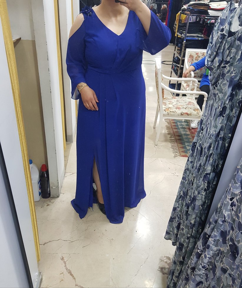 büyük beden abiye mavi - Görsel 2