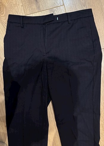 MANGO Lacivert Çizgili Klasik Kumaş Pantolon - Görsel 2