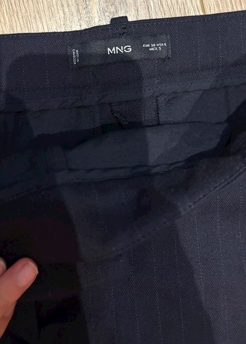 MANGO Lacivert Çizgili Klasik Kumaş Pantolon - Görsel 3