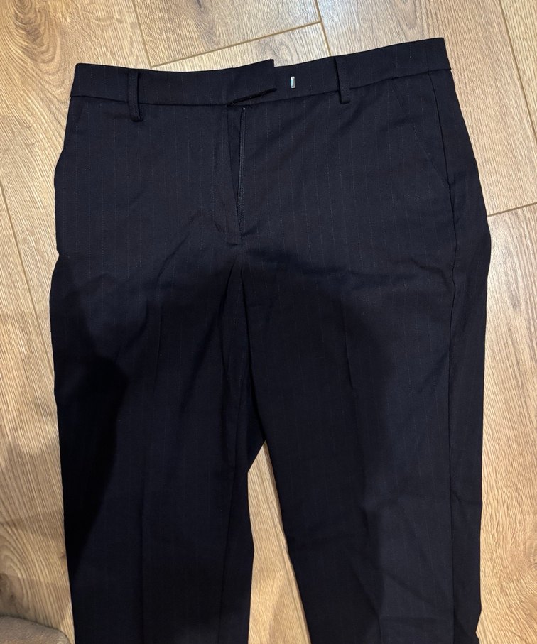 MANGO Lacivert Çizgili Klasik Kumaş Pantolon - Görsel 2