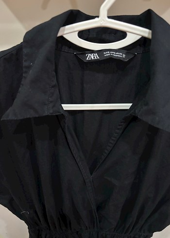 ZARA Siyah Gömlek Yaka Maxi Elbise - Görsel 4