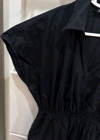 ZARA Siyah Gömlek Yaka Maxi Elbise - Görsel 3