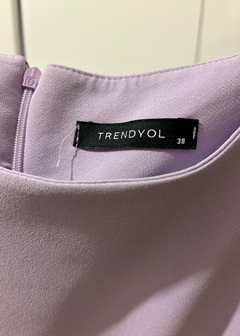 Mor Midi Kolsuz Drapeli Kadın Elbise - Görsel 3