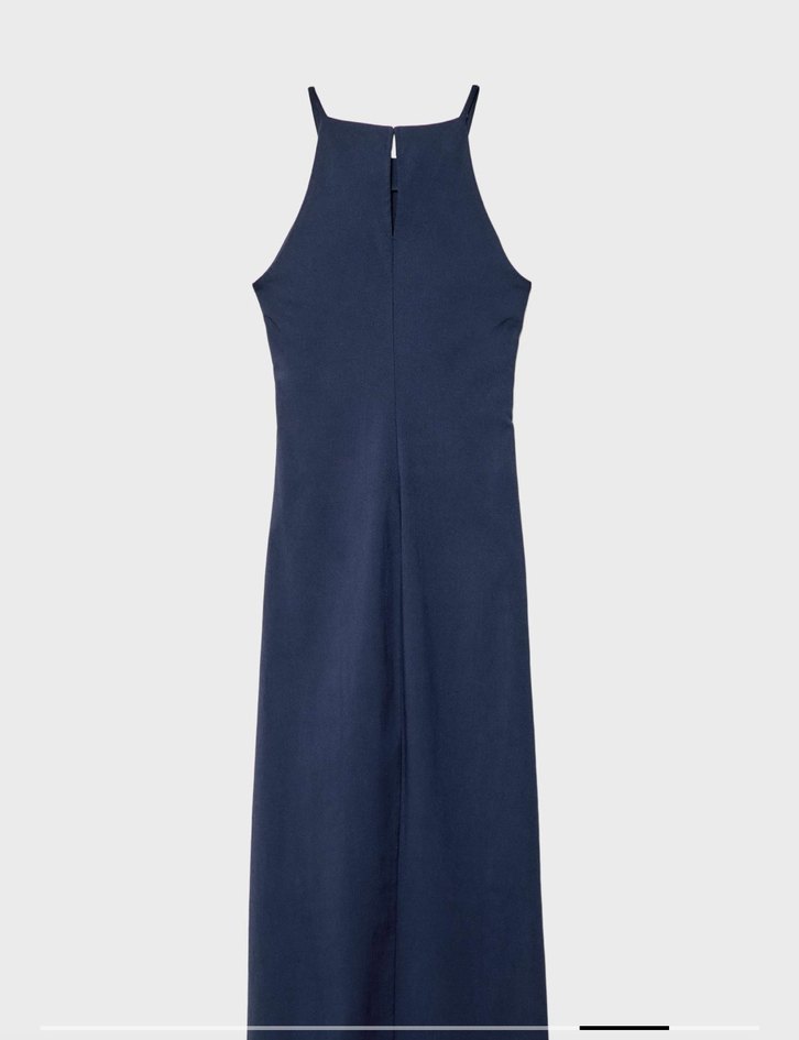 Stradivarius Lacivert Yırtmaçlı Elbise  L Beden - Görsel 5