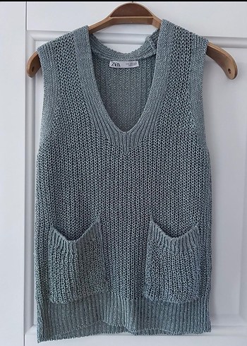 mavi V Yaka Triko Süveter - Görsel 3