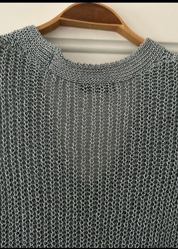 mavi V Yaka Triko Süveter - Görsel 6