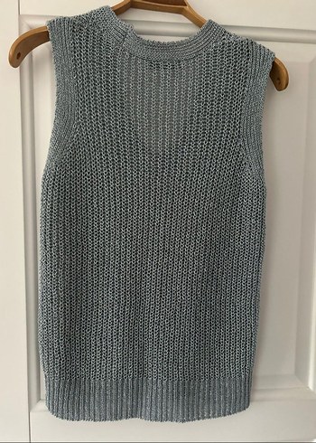 mavi V Yaka Triko Süveter - Görsel 5