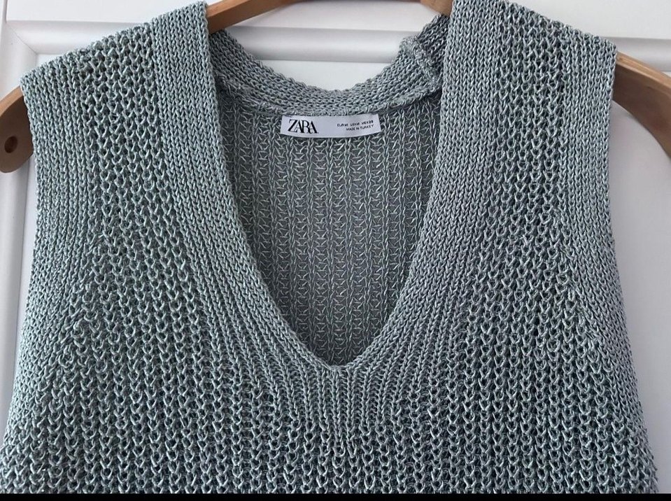 mavi V Yaka Triko Süveter - Görsel 2