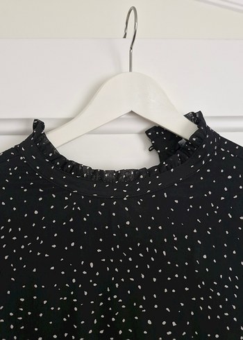 Uzun Kol Puantiyeli lacivert Bohem Elbise - Görsel 3