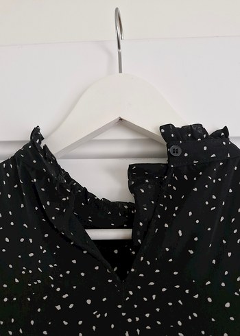 Uzun Kol Puantiyeli lacivert Bohem Elbise - Görsel 4