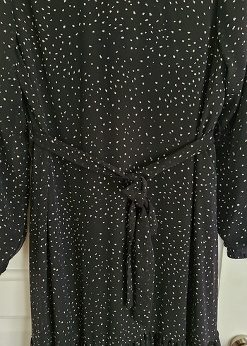 Uzun Kol Puantiyeli lacivert Bohem Elbise - Görsel 6