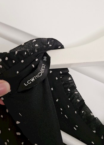 Uzun Kol Puantiyeli lacivert Bohem Elbise - Görsel 2