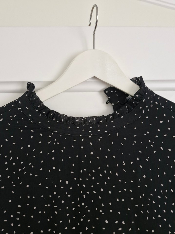 Uzun Kol Puantiyeli lacivert Bohem Elbise - Görsel 3