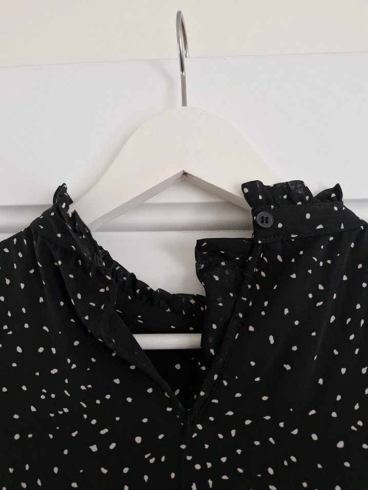 Uzun Kol Puantiyeli lacivert Bohem Elbise - Görsel 4