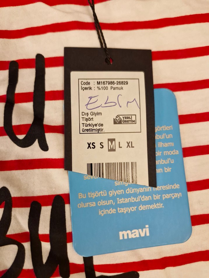 Kırmızı Çizgili Baskılı Kadın Tişört - Görsel 2