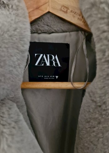 bej Midi Kadın Suni Kürk Ceket - Görsel 3