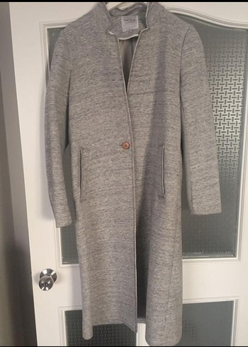 Gri Düğmeli Uzun kap - Görsel 4