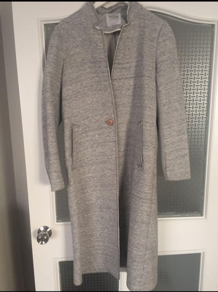 Gri Düğmeli Uzun kap - Görsel 4