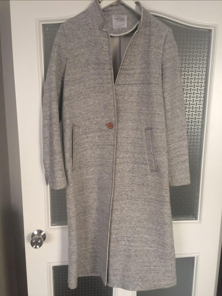 Gri Düğmeli Uzun kap - Görsel 5