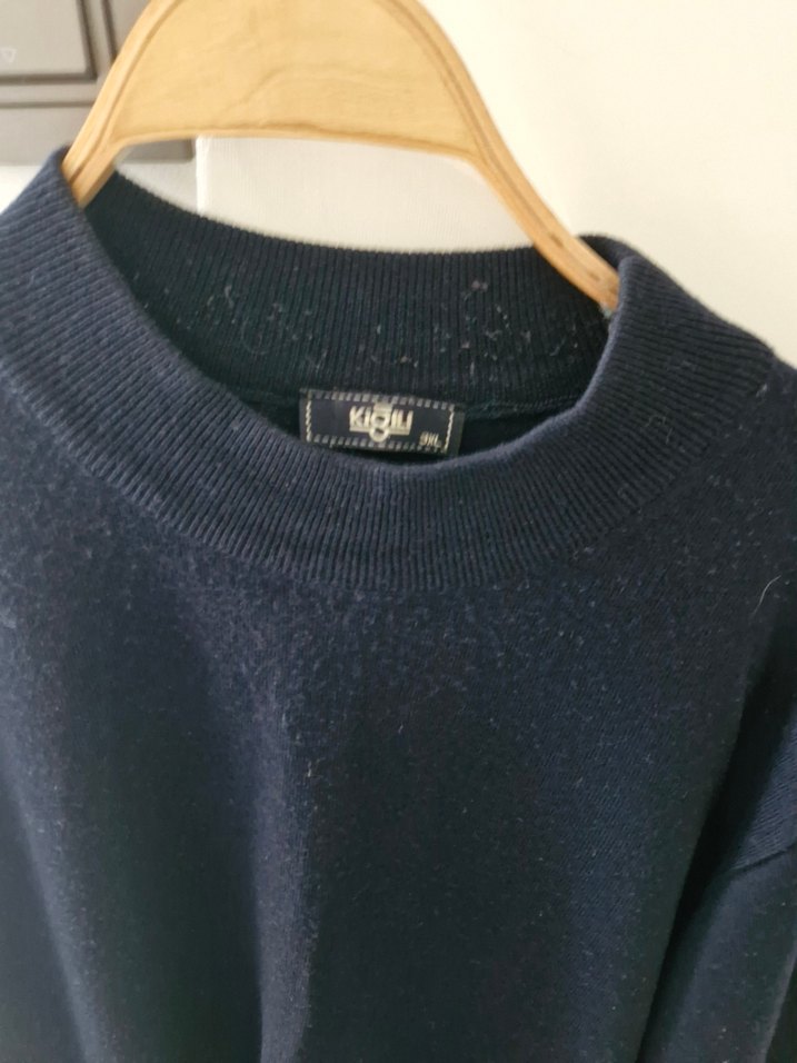 Erkek lacivert yün Midi Kazak - Görsel 2