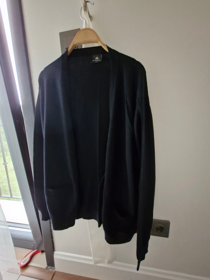 Siyah erkek düğmeli Hırka - Görsel 5