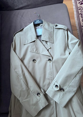 Bej Uzun Kadın Trençkot Düğmeli - Görsel 9