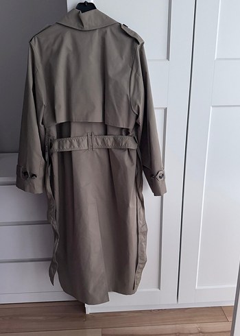 Bej Uzun Kadın Trençkot Düğmeli - Görsel 2