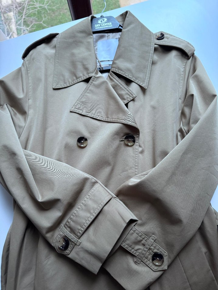 Bej Uzun Kadın Trençkot Düğmeli - Görsel 5