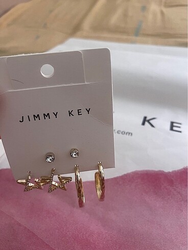  Beden altın Renk Jimmy Key Küpe seti
