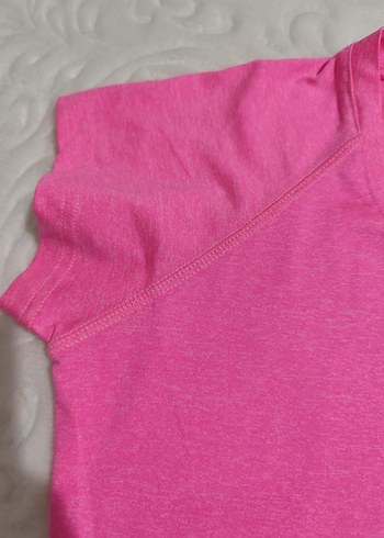 Pembe V Yaka Kısa Kollu Hamile Tişört - Görsel 4