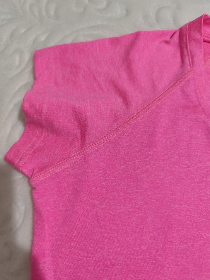 Pembe V Yaka Kısa Kollu Hamile Tişört - Görsel 4