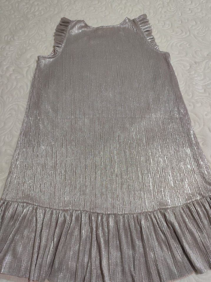 bayan Gri Keten Piliseli Elbise - Görsel 2