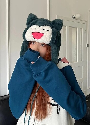 Pokemon Snorlax ushanka kalpak rus şapkası