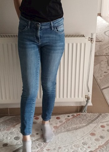 36 Beden mavi Renk Koyu Mavi Slim Fit Normal Boy Kadın Denim Jean