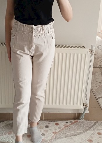 Zara Bej Midi Kadın Keten Pantolon