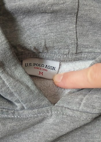 USPA Gri  Kapüşonlu Sweatshirt - Görsel 3