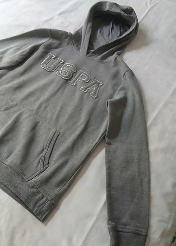 USPA Gri  Kapüşonlu Sweatshirt - Görsel 2