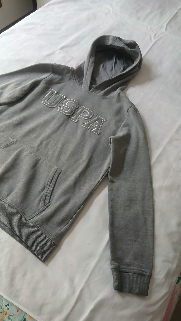 USPA Gri  Kapüşonlu Sweatshirt - Görsel 2