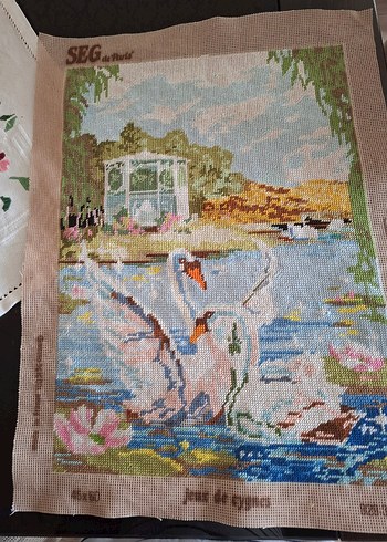 Beden çeşitli Renk Goblen tablo Kuğular ve Bahçe Manzarası Tablosu