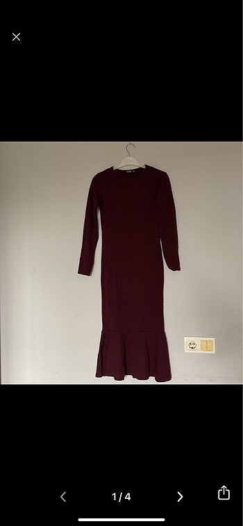 Bordo midi boy elbise
