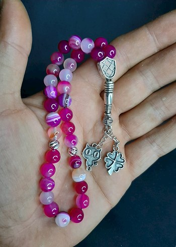  Renkli Pembe Tesbih Bohem Tarzı Dogal Akik Taşı