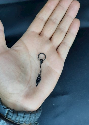 Zincir Detaylı Siyah Gotik Erkek Çelik Küpe - Görsel 2