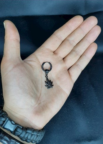 Siyah Minimalist Erkek Biker Küpe Çelik - Görsel 2