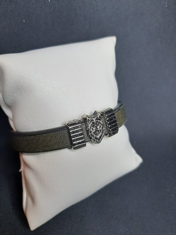 Haki Biker Kurt Figürlü Erkek Bileklik - Görsel 2