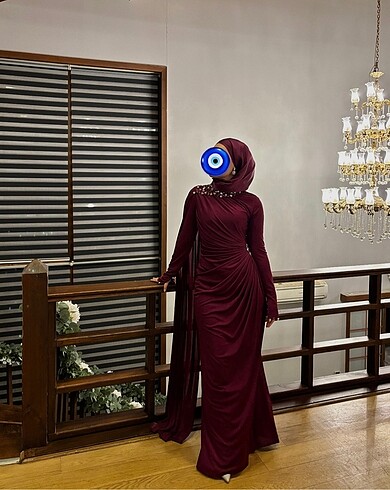 Taş detaylı tesettür abiye