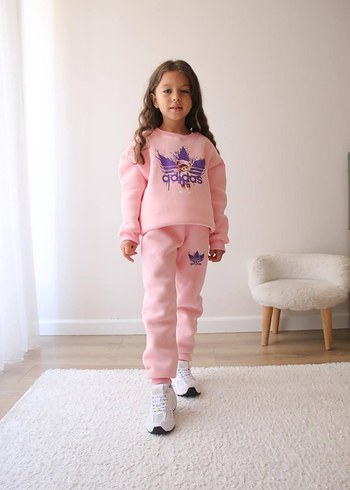 Pembe Adidas Desenli Rahat Eşofman Takımı