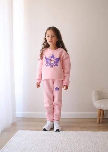 Adidas Pembe Adidas Desenli Rahat Eşofman Takımı