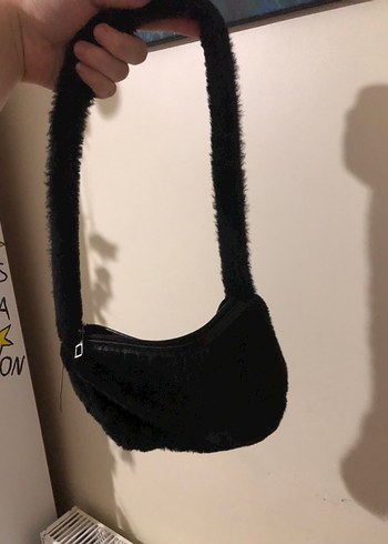 Siyah Kürk peluş çanta